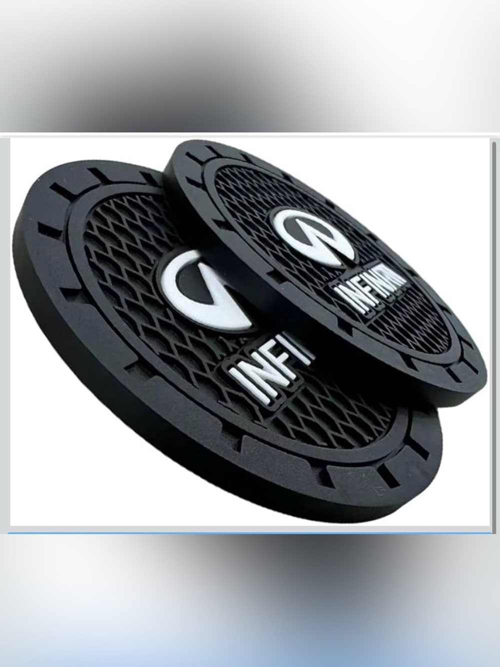 🚗 Infiniti Black Silicone Car Coaster Set - Universal Cup Holder Liners Set of 2